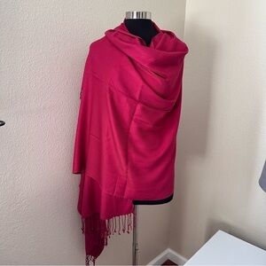BIJOUX TERNER pashmina soft Wrap Fringe Crimson Magenta Scarf